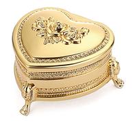 Hipiwe Boîte à bijoux vintage en métal avec fleur antique sculptée, petite boîte de rangement en forme de cœur, boîte de rangement pour boucles d'oreilles, bagues, colliers, bracelets, boîte cadeau
