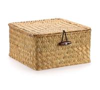 Hipiwe Corbeilles de rangement en osier tissé avec couvercle en jonc de mer naturel