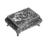 Hipiwe Petite boîte à bijoux vintage en métal pour bagues, boucles d'oreilles, colliers, coffre au trésor, organisateur de bijoux antique, boîte cadeau pour femme (taille S)