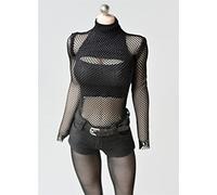 HiPlay 1/6 Scale 12 inches Female Figure Doll Clothes, Handmade Top+Shorts+T-Shirt Bodysuit, Outfit for Phicen,TBLeague JIAOU Action Figure TZ12(Black)