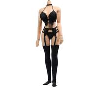HiPlay Poupée à échelle 1/6 : bas de lingerie en dentelle noire pour femme 30,5 cm figurine d'action collectable JO23X-11A