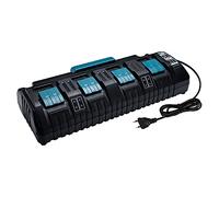 Hipoke 18V DC18SF 4 Ports Chargeur Lithium-ION Compatible avec Makita 14.4V 18v Batterie BL1430 BL1450 BL1440 BL1860 BL1850 BL1840 BL1830 BL1815 Remplacement DC18RC, DC18RD, DC18RA (Prise UE)