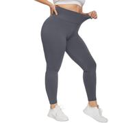 HIPOWER Legging Taille Haute pour Femme - Grandes Tailles - Opaque - Noir/Gris - Long de Sport - Pantalon Élastique - Yoga/Course - XXL