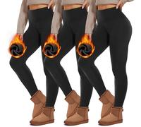 HIPOWER Lot de 3 leggings thermiques pour femmes avec poches, doublés, taille haute, en molleton, thermiques, opaques, noires, pour le sport, la course, la yoga, sous-vêtements thermiques, pantalons