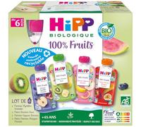 HiPP - 100% Fruits - 4 variétés dès 6 mois -Gourdes - 8x90g