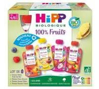 HiPP 100% Fruits dès 4/6 Mois Bio 8 Gourdes - Boîte 8 gourdes de 90 g