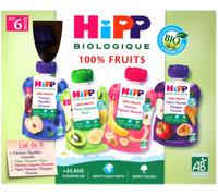 HiPP 100% Fruits dès 6 Mois Bio 8 Gourdes - Petits pots bébé - Pharmacie en ligne LaSante.net