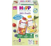 HiPP - 100% Fruits - Gourdes 2 variétés dès 4/6 mois 4X90g - BIOLOGIQUE