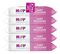 HiPP Babysanft Lot de 240 lingettes humides douces et nourrissantes (5 x 48 lingettes), à l'extrait d'amande bio, particulièrement douces pour la peau, pour un nettoyage en douceur des peaux délicates