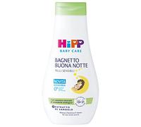 HiPP Baignoire bébé bonne nuit Gel douche pour bébé, relaxant et reposant, pour les peaux sensibles, avec extrait de bois de santal, 1 flacon de 350 ml