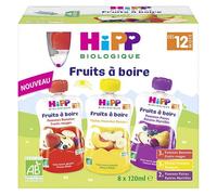 Hipp Bio Fruits à Boire Gourde Multipack 3 Variétés +12m Lot de 8 x 120ml