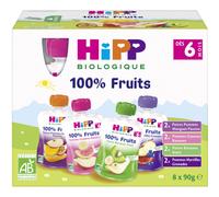 HiPP Biologique 100% Fruits Multipack Dès 6 Mois Gourdes 8x90g