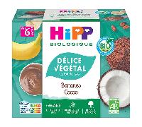HIPP Délice Végétal Dessert végétal lacté à la banane et cacao dès 6 mois bio 4 x 100 g