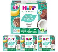 HiPP - Délice Végétal - Bananes Cacao Coco - Coupelles 4X100g (Lot de 4)