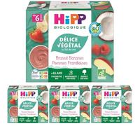 HiPP - Délice Végétal - Pomme Banane Framboise - Coupelles 4X100G (Lot de 4)