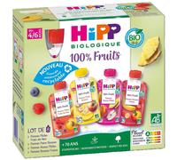 Hipp Gourde Bébé Bio Fruits Multipack 4 Variétés Dès 4/6 Mois 8x90 g