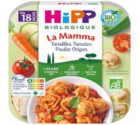 HiPP - La Mamma - Tortellini Tomates Poulet Origan - Assiette de 250g - BIOLOGIQUE