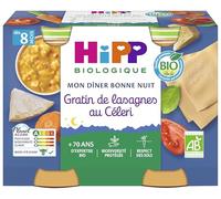 HiPP - Mon Dîner Bonne Nuit - Gratin de Lasagnes au Céleri - Pots 2x190g - Lot de 12 - BIOLOGIQUE