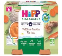 HiPP - Petits Mijotés - Poelée de Carottes Riz Veau - Pots 2 x 190 g