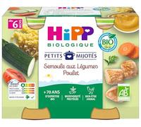 HiPP Biologique Petits Mijotés Semoule Aux Légumes Poulet Dès 6 Mois Pots 2x190g