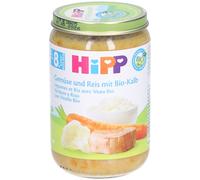 HIPP Pot pour bébé Légumes et Riz avec Veau Bio après 8 mois Aliment 220 g