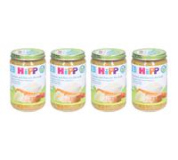 HIPP Pot pour bébé Légumes et Riz avec Veau Bio après 8 mois Purée 4x220 g