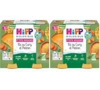 HiPP - P'tits Veggies - Riz au Curry et Potiron - Pots - 2x190 g (Lot de 2)