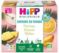 HiPP - Saveurs du Monde - Pommes Ananas Pêches - Coupelles 4x100g