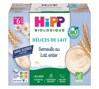 Parapharmacie en ligne > Bébé & Maman > Alimentation bébé > Repas pour bébé > Petits pots pour bébé HiPP Délices de Lait Semoule au Lait Entier dès 6 Mois Bio Pots x 4