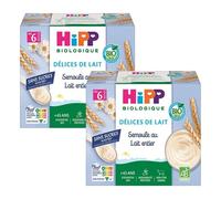 Hipp Semoule au lait entier dès 6 mois Coupelles 4 x100g lot de 2