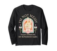 Hippie Bohème Aura Peace Hand Messy Free Spirit Vibe Manche Longue