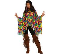 Adulte 1960s Déguisement Hippie Poncho 60s Hippie Imprimé Tie&dye Ponsho Neuf Fg