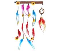 Smiffys Coiffe hippie Dreamcatcher avec plumes et fleurs, déguisement groovy des années 1960, chapeaux habillés