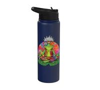 Hippie Frog Lover Peace Sign Retro 60s 70s Tie Dye Funny Stainless Steel Insulated Water Bottle