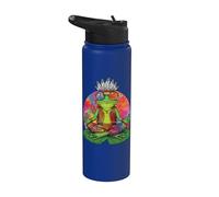 Hippie Frog Lover Peace Sign Retro 60s 70s Tie Dye Funny Stainless Steel Insulated Water Bottle