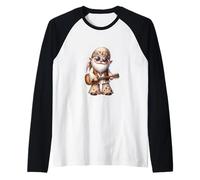 Hippie GNOME for Men in Flower Power Outfit with Guitar Manche Raglan