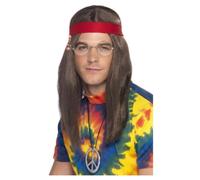 Hippie Kit Accessoire Adultes 60s 70s Déguisement Robe Hommes Femmes Perruque +