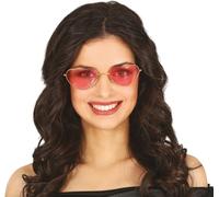 Hippie Lunettes Coeur Rose 60s Vintage Carnaval Rétro Ambiance Amour Forme Coeur Accessoire Costume Pastel Glamour Aroma Déguisement Célébration, Couleur : Rouge