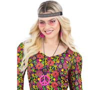 Hippie Lunettes & Médaillon Signe de Paix 1960s 60s Accessoire Déguisement Kit