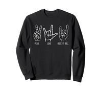 Hippie Peace Love Rock Hand Signs Retro Musique Groovy Vibe Sweatshirt