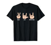 Hippie Peace Love Rock Hand Signs Retro Musique Groovy Vibe T-Shirt