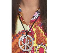 Hippie Peace Signe Médaillon Argent Collier Adultes 60s Déguisement