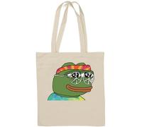 Hippie Pepe The Frog Peace and Love Sac fourre-tout en coton naturel Blanc