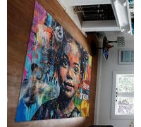 Hippie Style Tapis Graffiti coloré J’AI des rêves Fille Portrait Imprimer Mince Tapis pour Salon Dortoir Street Art Décoration d’intérieur 50 x 80 cm