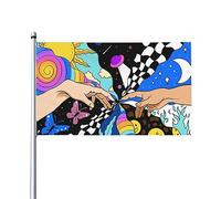 Hippies Et Sourire, Mains Drapeaux Décoratifs D'Extérieur 90X150Cm Couleurs Éclatantes Drapeaux De Jardin Suspendre Décoration Bannière Pour Maison Anniversaires Ferme