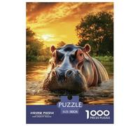 Hippo 1000 Pieces Puzzle Animaux Mignons Puzzles Série Pleine De Couleurs Puzzle en Papier pour La Décoration Intérieure Cadeau Jouets Défi 38x26cm/1000pcs