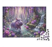 Hippo bébé violetPuzzles 1000 Pièces Complet Forêt Tropicale Magique pour Seniors Relaxation Mentale Amusement par Temps De Pluie 38x26cm/1000pcs