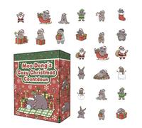 Hippo Countdown Calendar - 2D Acrylic Seasonal - 24-Day Hippo-Themed Decor Calendar For Countdown - For Family Friends Experience The Joy Of The Winter HolidTeens Collectors Kids Tree Window Wall Door