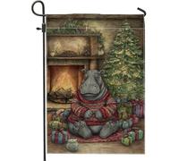 Hippo Drapeau de jardin, sapin de Noël confortable cadeau vert double face en toile de jute pour extérieur, porche, pelouse, terrasse, 30,5 x 45,7 cm