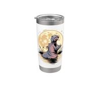 Hippo Howling to the Moon Hippopotamus Lover Gobelet isotherme en acier inoxydable double paroi